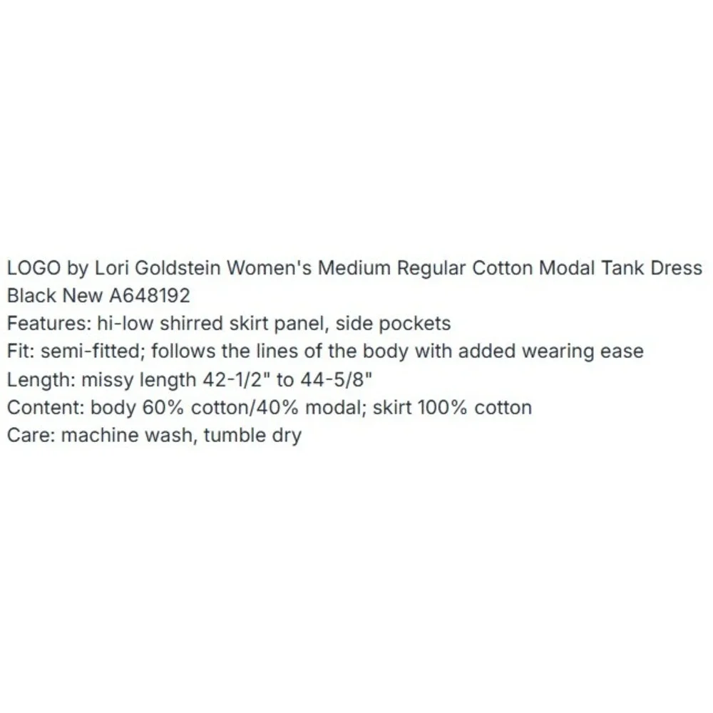 LOGO Lori Goldstein Cotton Modal Tank‎ Dress Black Tie-Dye Scallop Hem Medium